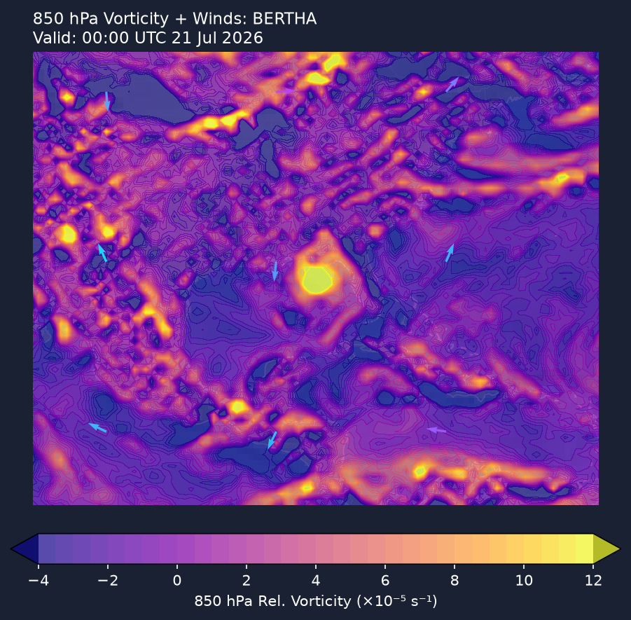 850hPa vorticity