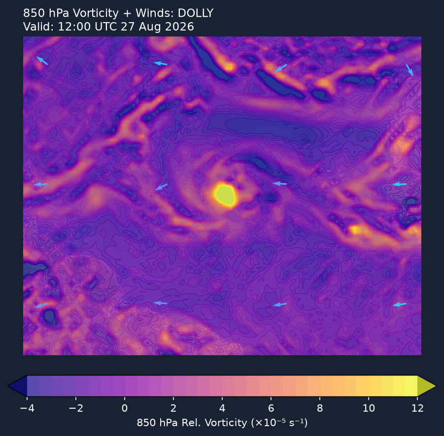 850hPa vorticity