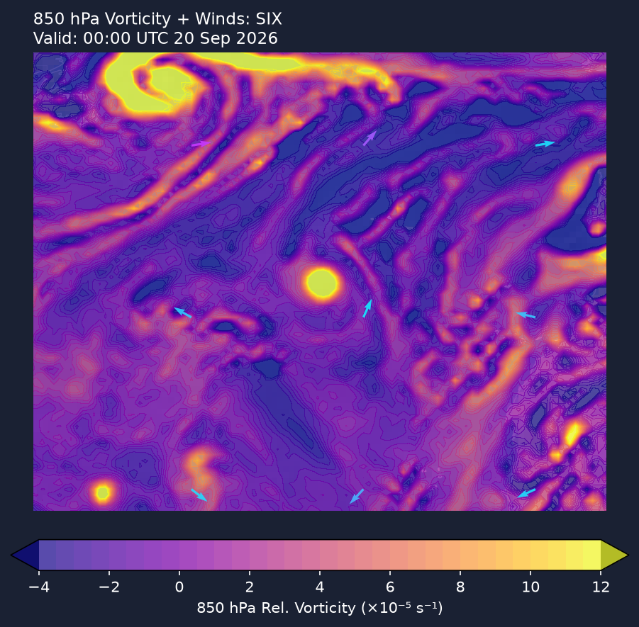 850hPa vorticity