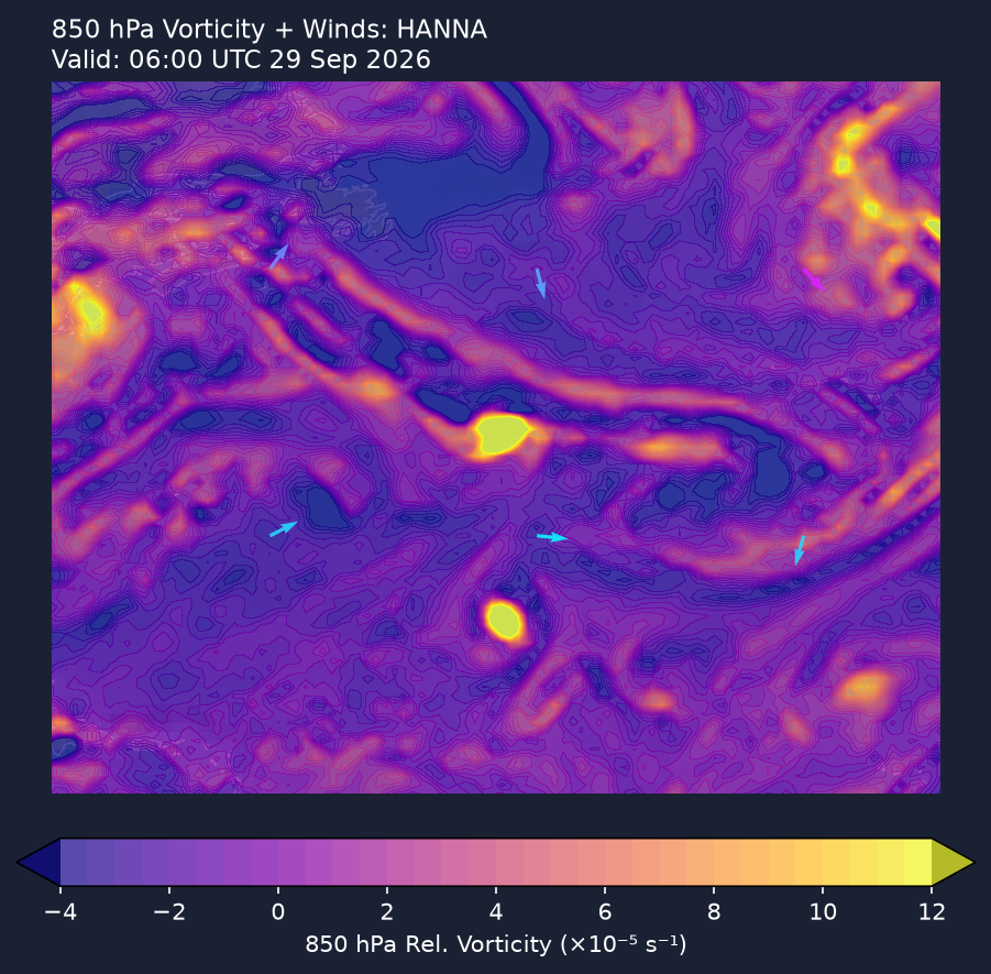 850hPa vorticity