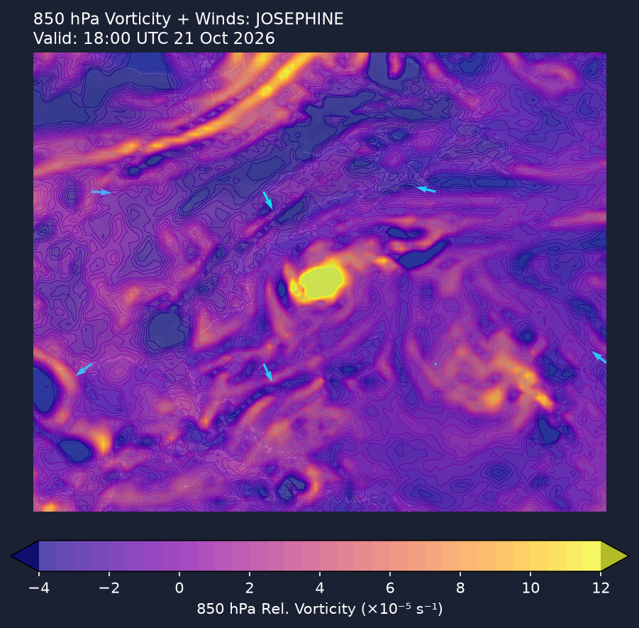 850hPa vorticity