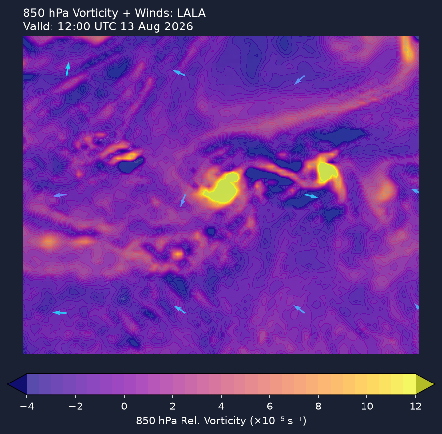 850hPa vorticity