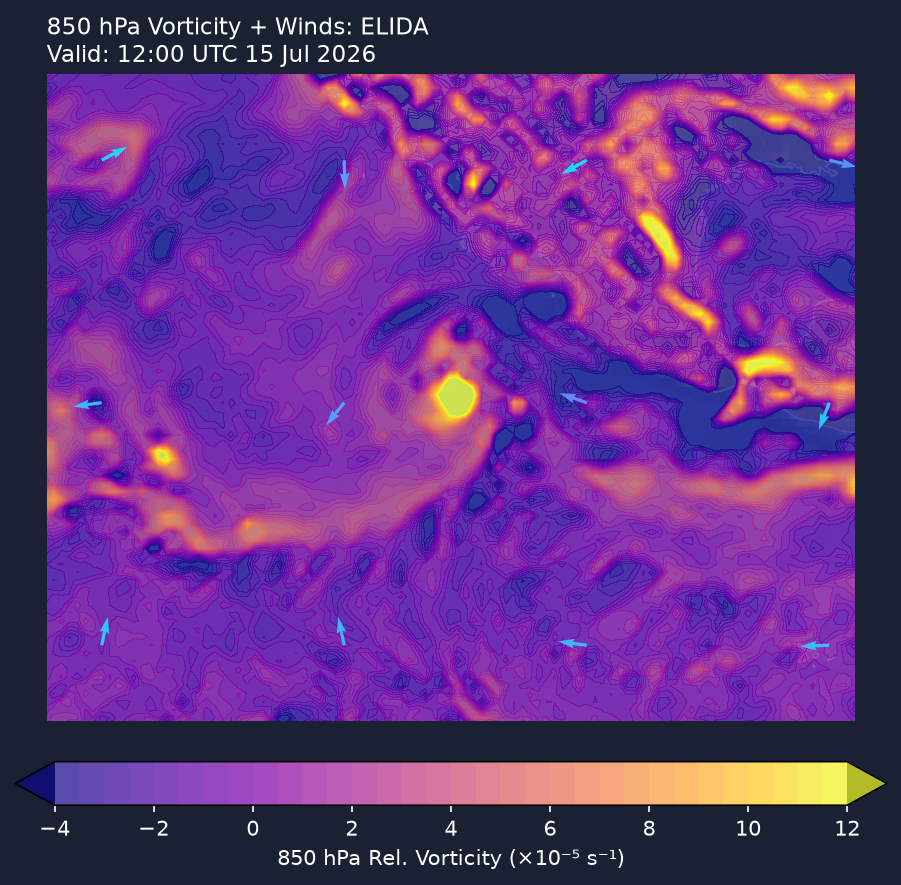 850hPa vorticity