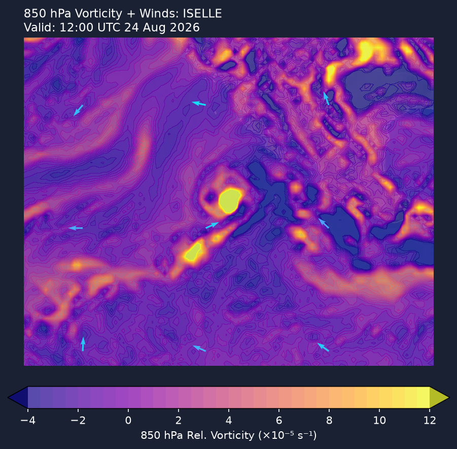 850hPa vorticity