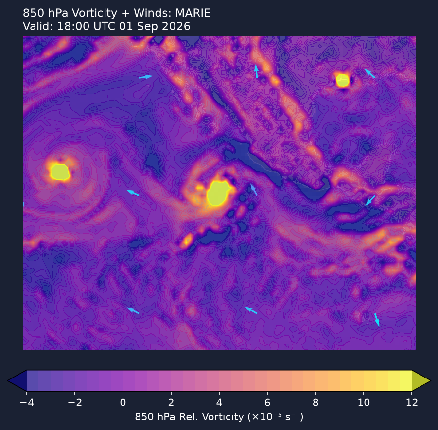 850hPa vorticity