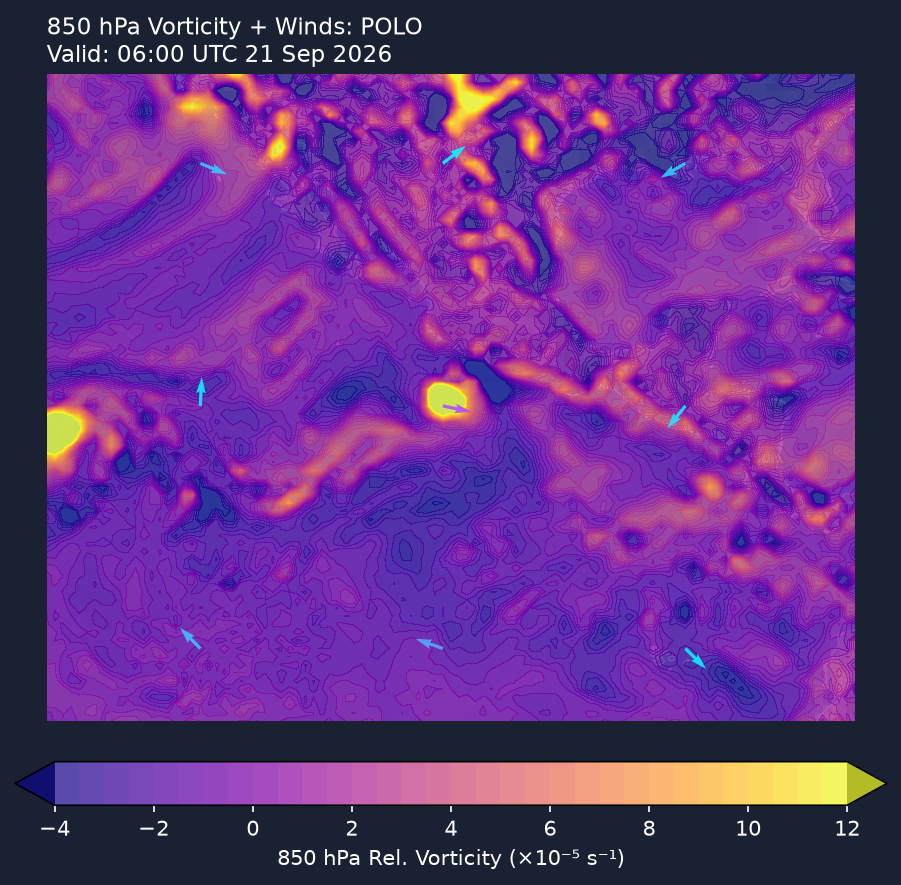 850hPa vorticity