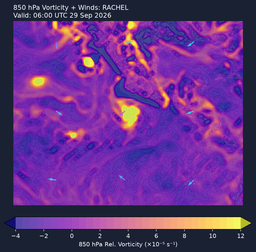 850hPa vorticity