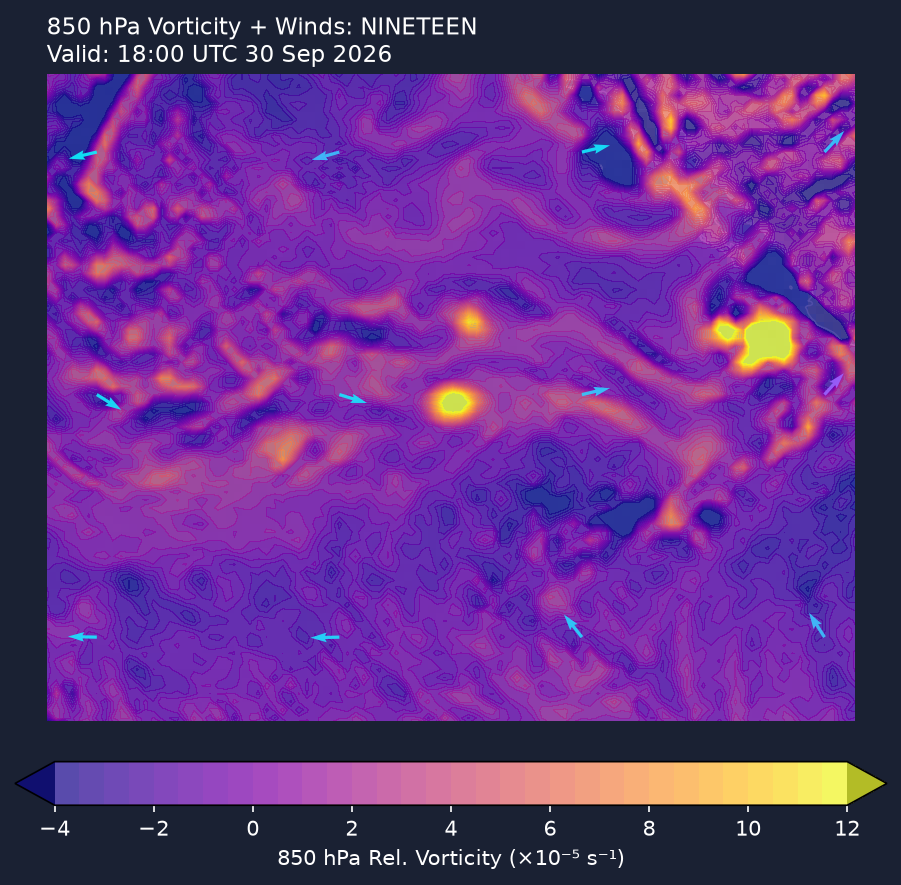 850hPa vorticity